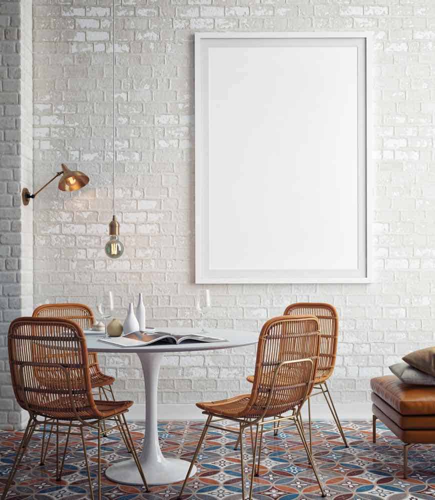 Interior of a restaurant using white and light beige