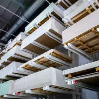 shelving with drywall panels at home improvement store