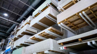 shelving with drywall panels at home improvement store