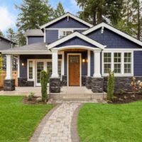 A beautiful home painted with Benjamin Moore exterior paint colors