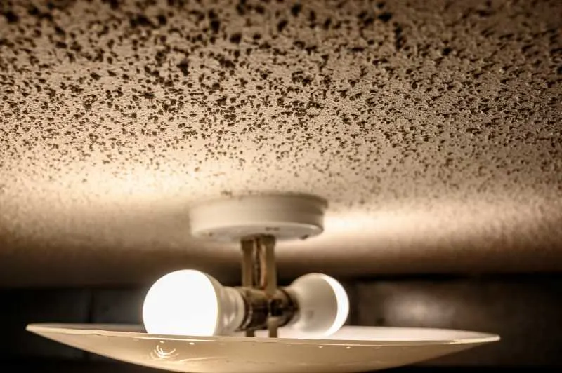 How To Remove Popcorn Ceiling Texture - The Best Method 2 What a popcorn ceiling looks like up close