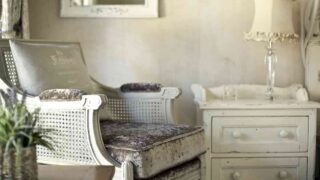 Shabby chic chair and side table showing how to distress furniture with chalk paint