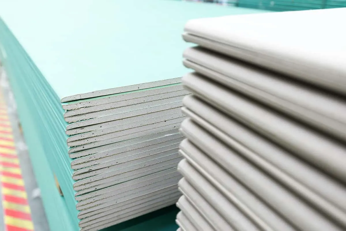 Stacks of drywall in different thicknesses.